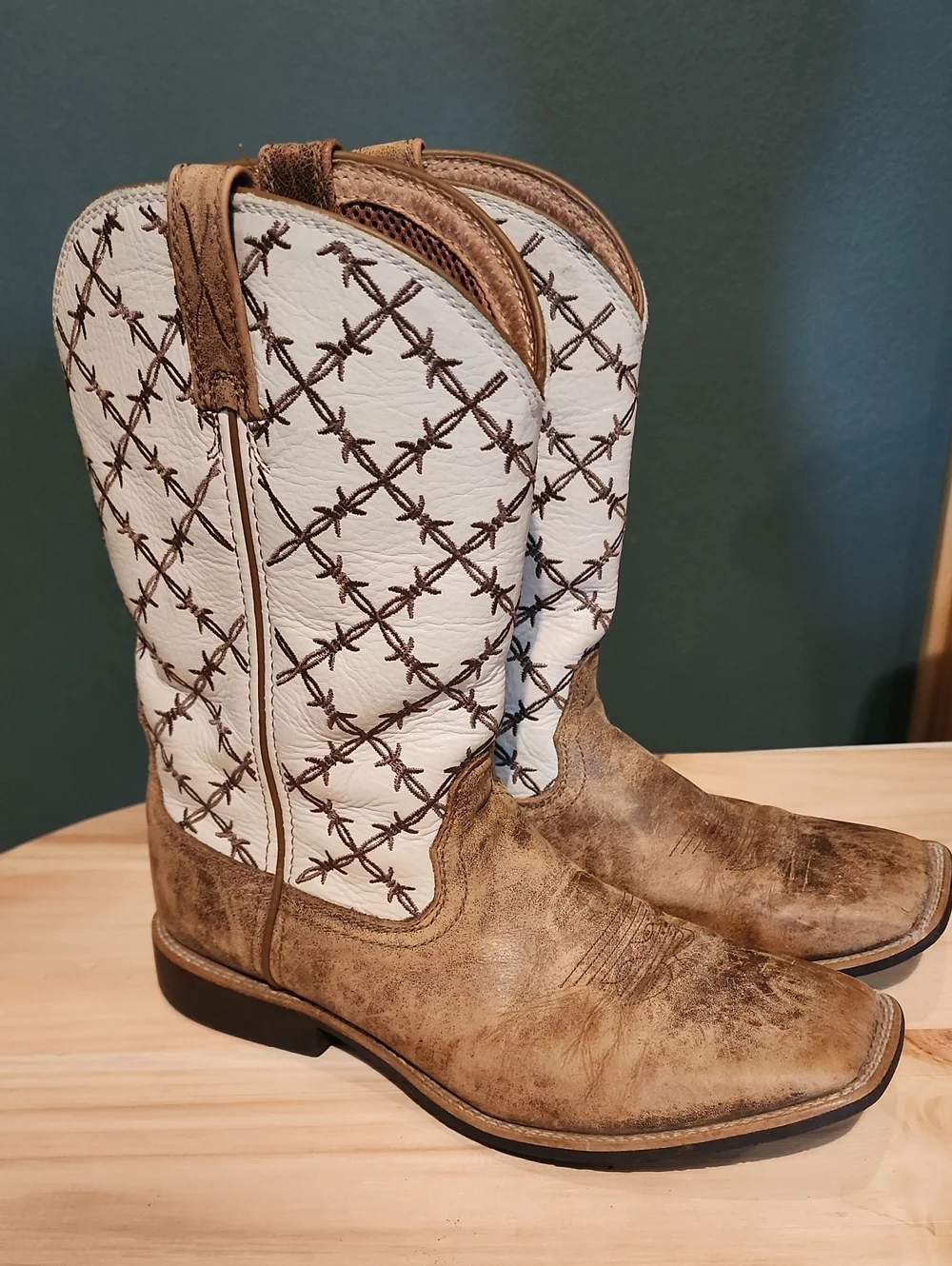 Twisted X Kids White and Brown Western Cowboy Boots